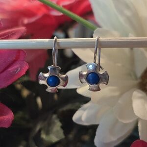 Sterling Silver Turquoise Cross Earrings